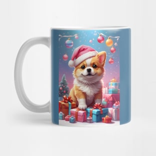 Cute Corgi with Santa Hat and Christmas Gifts Mug